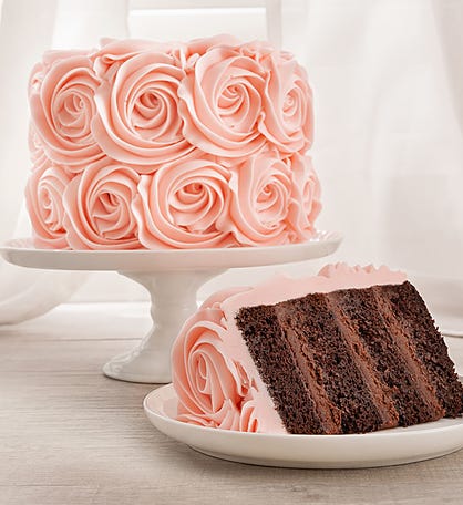 We Take The Cake Pink Rose Chocolate Cake